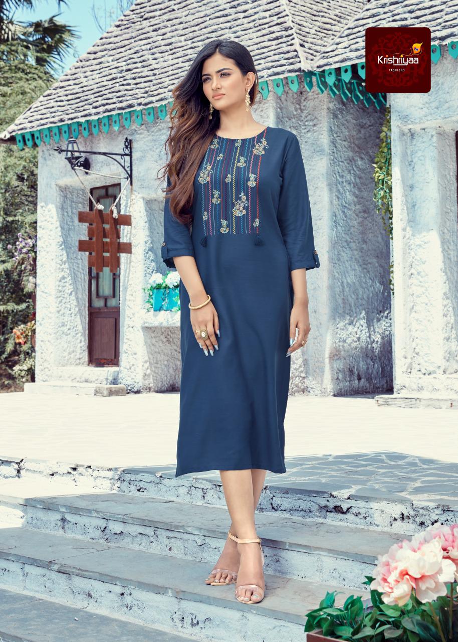 Krishriyaa Blush Ethnic Wear Viscose Rayon Designer Latest Kurti Collection
